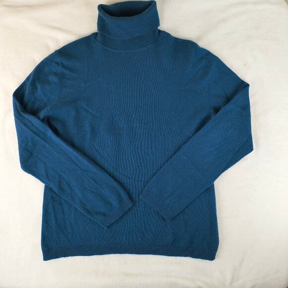 Garnet Hill Cashmere Turtleneck Sweater Teal XL - Picture 1 of 3